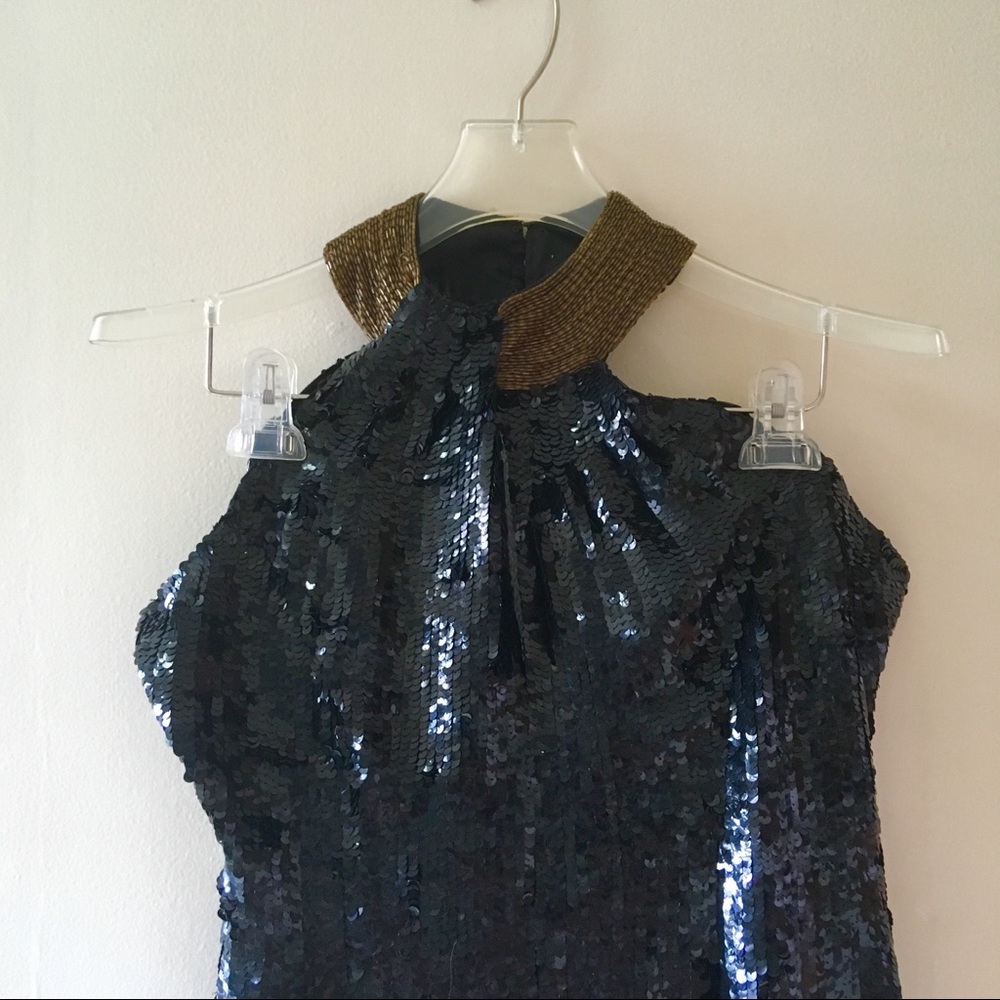 Vintage Black Cocktail Dress With Bronze Beads